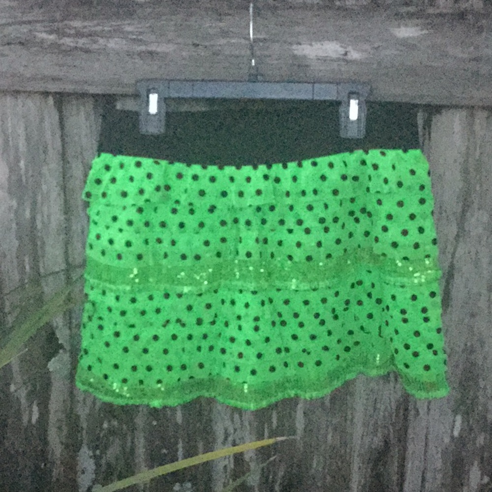 Girls Justice Neon Green Polka Dot Skirt size 14